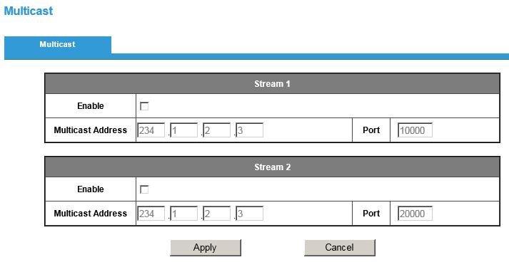 Multicast Multicast sends a video stream to the multicast group address and allows multiple clients to acquire the stream at the same time by requesting the video stream from the multicast group