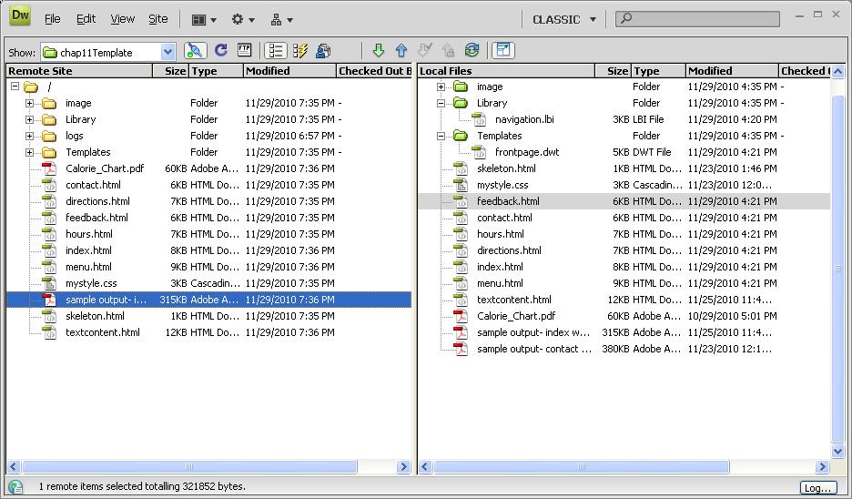 Use the Site Window (pg 241) Site Menu- This menu allows you to select from different sites that you have set up in Dreamweaver, File Transfer- These buttons enable you to connect to your remote