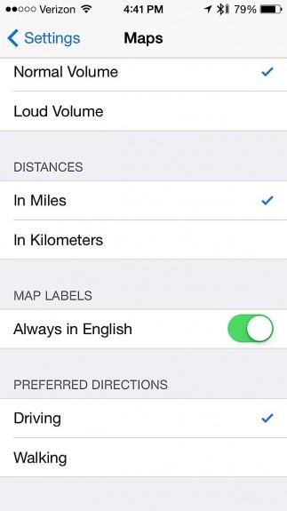 Get walking directions by default in ios 7. Go to Settings -> Maps -> Scroll down and tap on Walking.