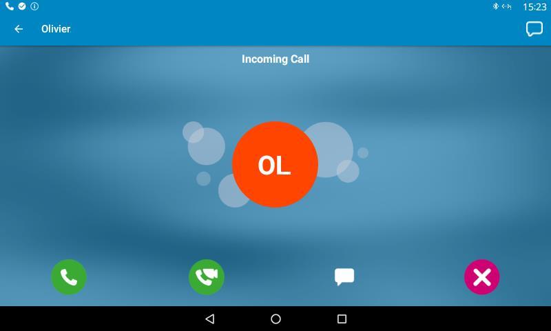 Receiving an audio or video call with Rainbow You can only receive an audio or video call from Rainbow contacts. Lift the handset to take the call (audio call).