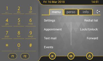 1.6 Change the theme (skin) of your phone Your phone provides 4 skins by default. A corporate theme can be installed by your administrator.