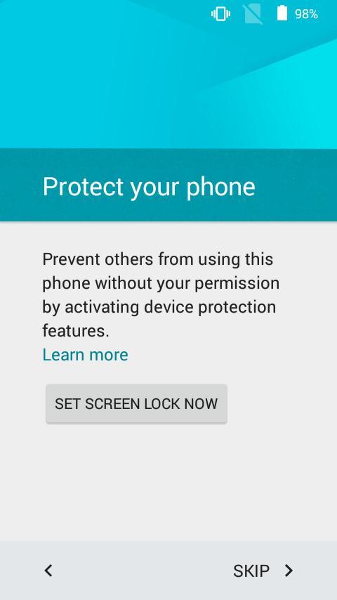Protect your phone Tap SET SCREEN