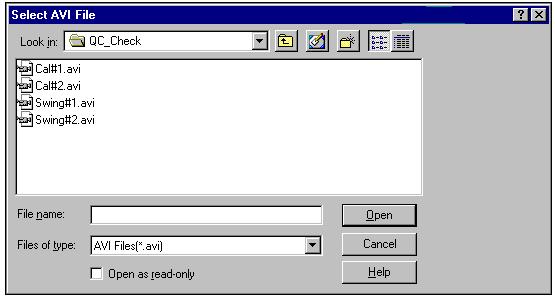 TRIMMING AN AVI FILE 1. Choose the OPEN command from the FILE menu (or select the OPEN icon). The OPEN File Dialog box will appear.