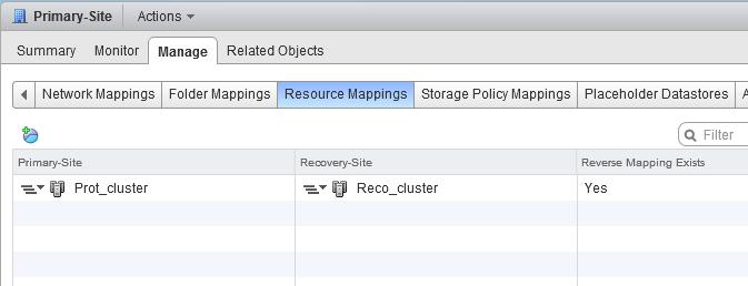 resources at the recovery site. During a recovery, when virtual machines start on the recovery site, the virtual machines use the resources on the recovery site specified in the mappings.