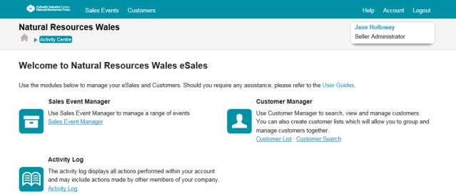 7.7 From Natural Resources Wales homepage, log into the