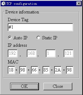 Set TCP control configuration Click Config button to show TCP configuration window. 1 2 3 4 5 6 1. Set tag to identify Matrix device 2.