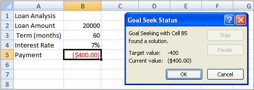 Select the cell that you want to change. This will be the cell that tries various input values. In this example, select cell B4, which is the interest rate. Click OK.