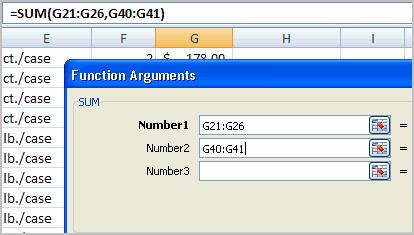 Notice that both arguments appear in the function in cell G44 and the formula bar when