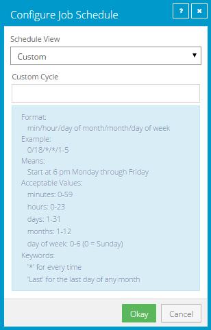 In the Custom Cycle dialog box, enter a custom schedule.