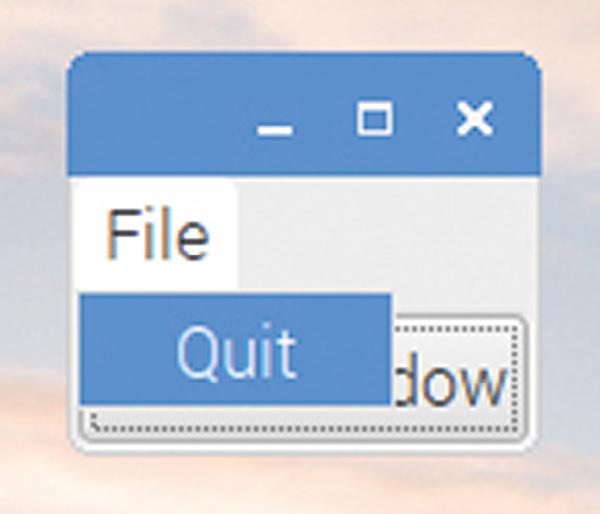 We now create a menu item to hold the Quit option, and we use gtk_menu_shell_append to add this to the File menu.