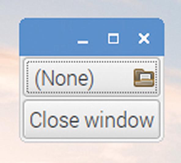 gtk_container_add (GTK_CONTAINER (win), vbox); GtkWidget *fc_btn = gtk_file_chooser_button_new ("Select file", GTK_FILE_CHOOSER_ACTION_OPEN); g_signal_connect (fc_btn, "file-set", G_CALLBACK