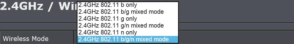 Wireless Mode: Choose between N only, G only, B only, B/G mixed, or B/G/N mixed mode. The rule of the thumb is to choose single mode if your devices all work in the same mode.