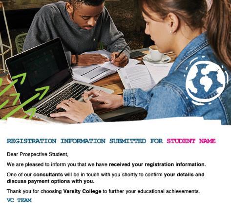 STUDENT EMAIL 1 Part 1 of the Contract Once PART 1 of the Online Registration has been submitted, you will receive an email with a copy of PART 1 of your contract.