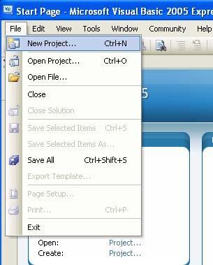 Creating an Application Choose File New Project from the menu