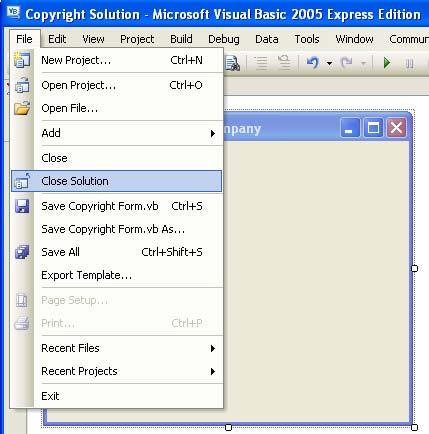 Closing the Current Solution Click the File menu option Choose Close
