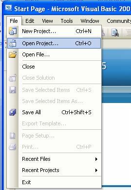 window in the IDE Opening an Existing Solution Click File and choose the