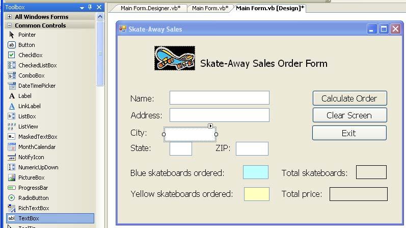 Adding a Text Box Control to the Form Click the TextBox tool and drag it to the