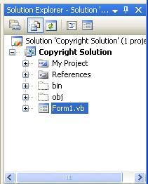 Windows Form object Windows Solution Explorer
