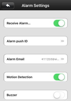 Enable Receive Alarm and Motion Detection.