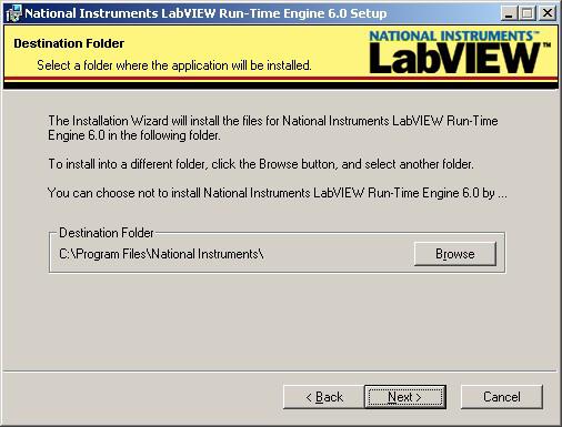 1 Installation In the next dialogue Figure 8, please confirm the default destination folder for installation of the LabVIEW Run-Time
