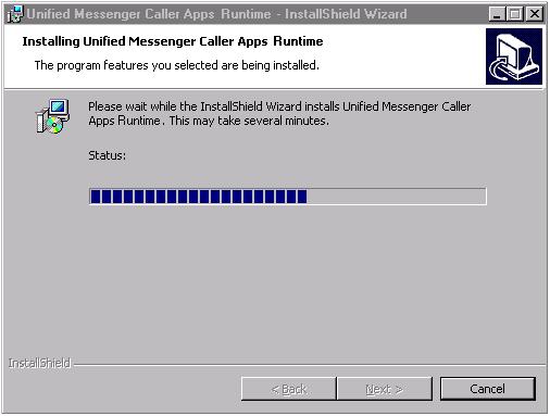 Installing Caller Applications 11. Click on the Install button. The Installation progress bar (Figure 11-13) appears. Figure 11-13.