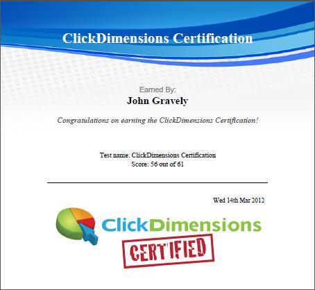 ClickDimensions Certification Training classes starting every week covering: Email