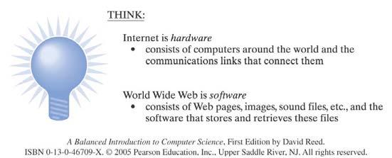 Internet World Wide Web the Internet could exist without the Web and did, in fact,