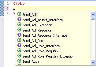 Zend Studio for Eclipse User Guide Zend Framework Code Assist Once Zend Framework's libraries are included in a project's include path, its classes, functions, iterators and variables will be