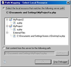 Zend Studio for Eclipse User Guide Figure 37 - Path Mapping file options dialog Note: The dialog will not appear if a Path Mapping to the called location has already been defined.
