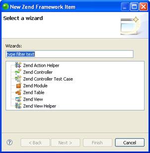 Zend Studio for Eclipse User Guide Creating Zend Framework Elements Once you have created a Zend Framework Project, you can add Zend Framework elements through the Zend Framework Item wizards.