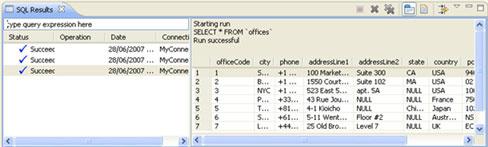 Connecting to Databases To see a sample of the data in the tables, right-click one and select Data Sample Contents. The SQL Results view will open with a sample list of the data from your table.