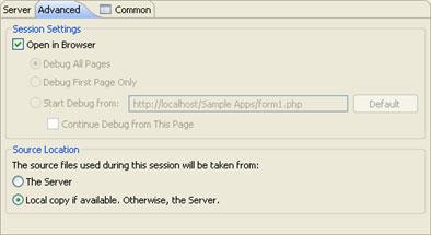Running Files and Applications 4. Select the Server Debugger to be used (by default this will be the Zend Debugger). 5. Select your server from the PHP Server list.
