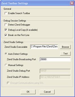 Zend Studio for Eclipse User Guide Configuring the Zend Debugger Toolbar Before you can debug/profile through the toolbar, you must first configure the Zend Debugger settings to match those