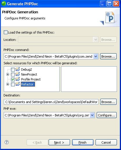 Zend Studio for Eclipse User Guide Creating a PHPDoc This procedure describes how to create a PHPDoc from your PHP files. To create a PHPDoc: 1.