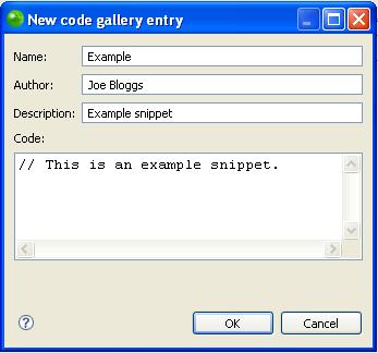 Using Code Galleries 6. Make the required edits and click OK.