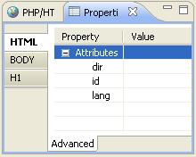 Zend Studio for Eclipse User Guide Configuring HTML Properties The Properties view that is incorporated into the PHP/HTML WYSIWYG Perspective shows a list of editable properties for various HTML