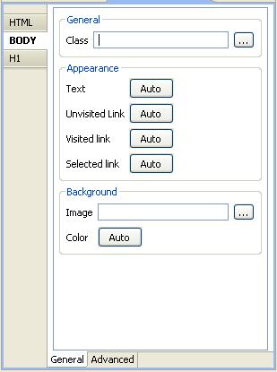Using the PHP/HTML WYSIWYG Perspective To configure the Head/Body properties: 1. Select a location within the Head / Body of the code in the PHP/HTML WYSIWYG Editor.