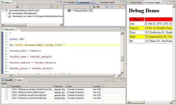 PHP Perspectives and Views PHP Debug Perspective The PHP Debug Perspective can be launched automatically when a Debug session is run.