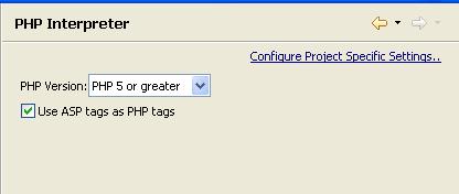 PHP Preferences PHP Interpreter Preferences The PHP Interpreter preferences page allows you to set which PHP version to use for the project.