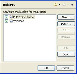 Zend Studio for Eclipse User Guide Figure 268 - Builders Properties page By default, Builders will be added according to the type of resources in your projects (e.g. if you add JavaScript libraries the JavaScript builder will be added.