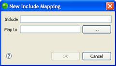 To create a new Include Map: 1. Click New. The New Include Mapping dialog is displayed. Figure 272 - External Builder dialog 2. In the 'Include' field, enter the server/external file system path 3.