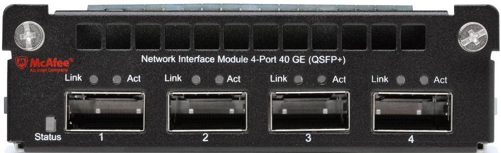 4-port QSFP+ 40 Gigabit interface module (screws fixed on the sides of the module to attach