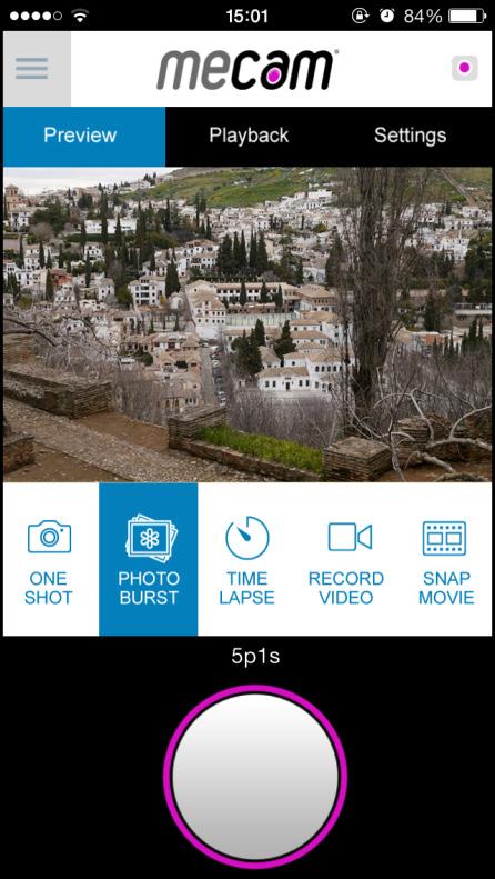 Capture Continuous Shots Select PHOTO BURST ( ) to switch to Continuous Shot mode.