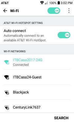 A list of available WiFi connections will be displayed. Tap the desired connection. A pop-up window will appear requesting the network security password.