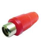 30-350 Red 30-352 White Gold plated RCA Audio & Video Plug with color coded band, knurled barrel and strain relief.