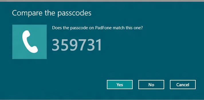 4. Select a device from the list. Compare the passcode on your Notebook PC with the passcode sent to your chosen device.