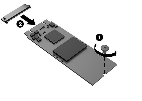 Remove the screw holder from the solid-state drive (3) for use on the replacement solid-state drive. 11.