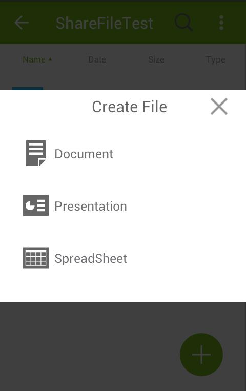 14. Click Document to create a text document. Figure 28: Create file 15.
