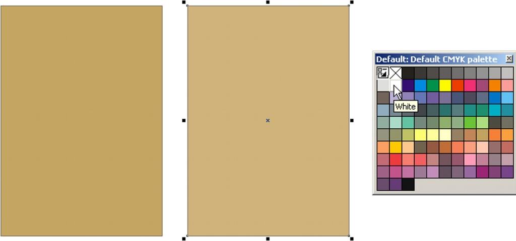 To create the background 1 Double-click the Rectangle tool. A rectangle the size of the drawing page is created.