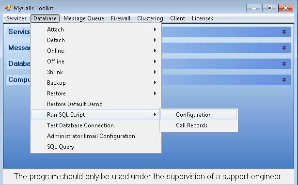 Once the file is correct and saved, open the toolkit and from the Database menu choose Run SQL Script > Configuration. Browse to the file and and run the changecpeserver.sql file.